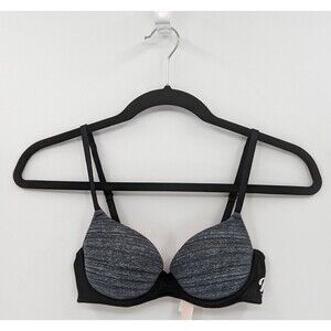 Victoria's Secret PINK Bra Women's 32A Gray Black Logo Colorblock Lightly Lined